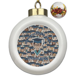 Graduating Students Ceramic Ball Ornaments - Poinsettia Garland (Personalized)