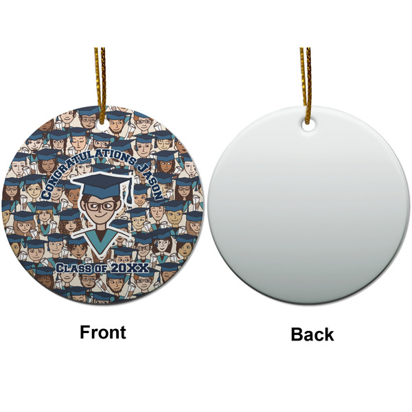 Graduating Students Ceramic Flat Ornament - Circle Front & Back (APPROVAL)