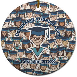 Graduating Students Round Ceramic Ornament w/ Name or Text