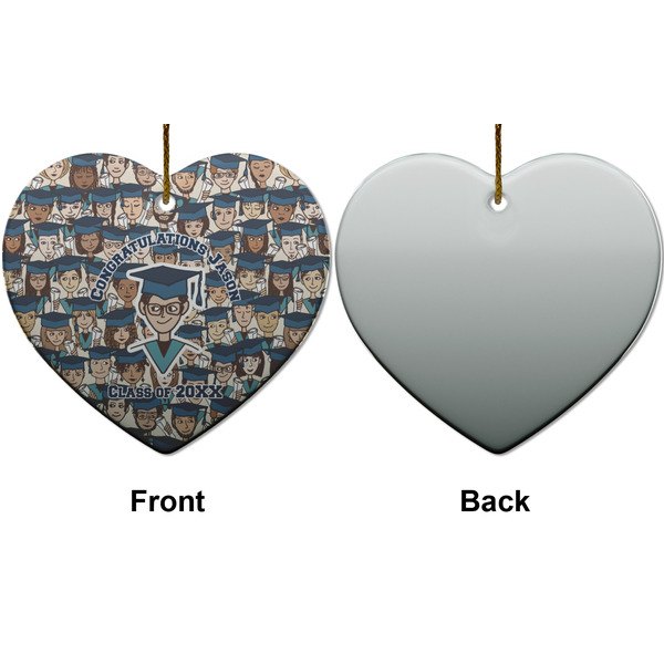 Graduating Students Ceramic Flat Ornament - Heart Front & Back (APPROVAL)