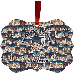 Graduating Students Metal Frame Ornament - Double Sided w/ Name or Text