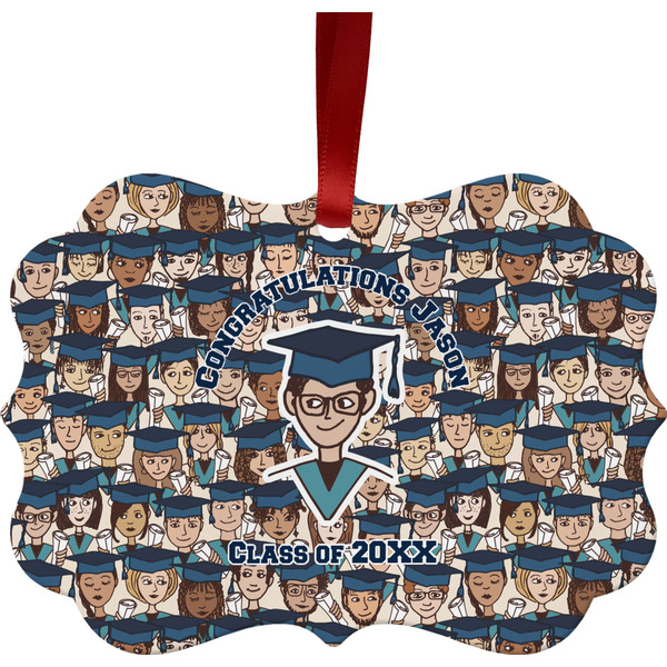 Custom Graduating Students Metal Frame Ornament - Double Sided w/ Name or Text