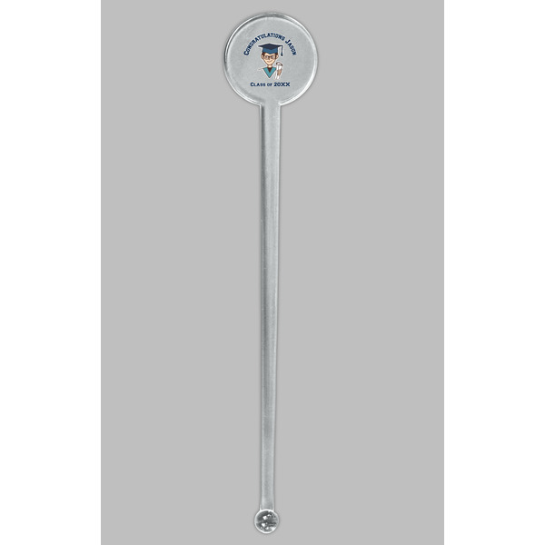 Graduating Students Clear Plastic 7" Stir Stick - Round - Single Stick