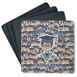 Graduating Students Square Rubber Backed Coasters - Set of 4 (Personalized)