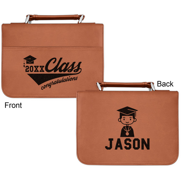 Graduating Students Cognac Leatherette Bible Covers - Small Double Sided Apvl