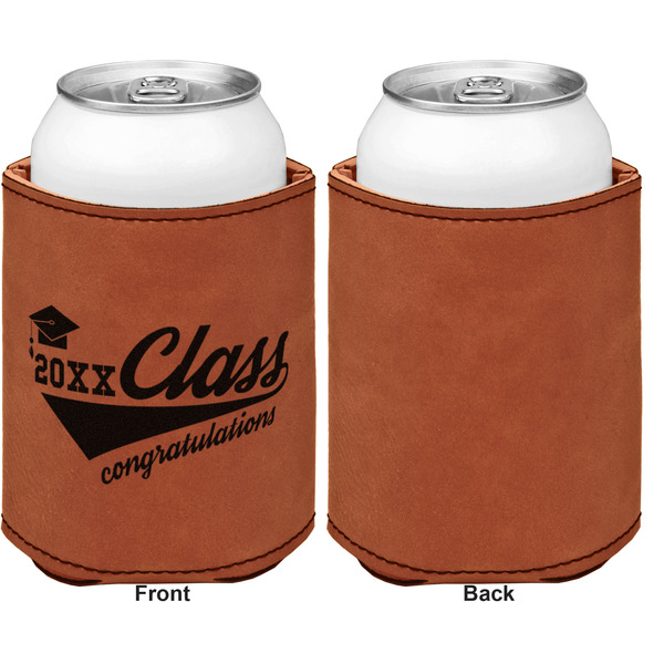 Graduating Students Cognac Leatherette Can Sleeve - Single Sided Front and Back