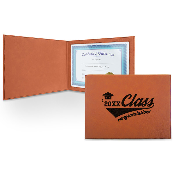 Custom Graduating Students Leatherette Certificate Holder - Front (Personalized)
