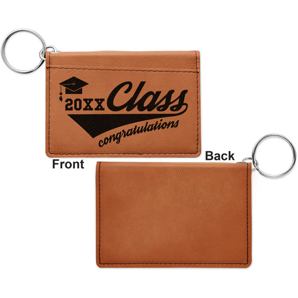 Graduating Students Cognac Leatherette Keychain ID Holders - Front Apvl