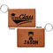 Graduating Students Cognac Leatherette Keychain ID Holders - Front and Back Apvl