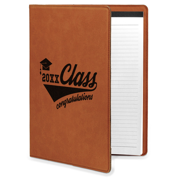 Custom Graduating Students Leatherette Portfolio with Notepad - Large - Single Sided (Personalized)