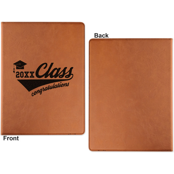 Graduating Students Cognac Leatherette Portfolios with Notepad - Large - Single Sided - Apvl