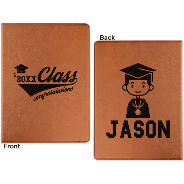 Graduating Students Cognac Leatherette Portfolios with Notepad - Small - Double Sided- Apvl