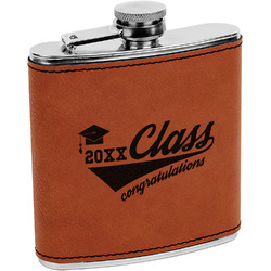 Graduating Students Leatherette Wrapped Stainless Steel Flask (Personalized)