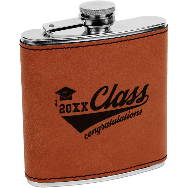 Custom Graduating Students Leatherette Wrapped Stainless Steel Flask (Personalized)