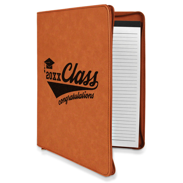 Custom Graduating Students Leatherette Zipper Portfolio with Notepad - Double Sided (Personalized)