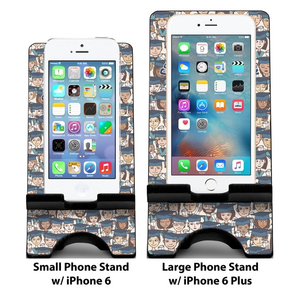 Graduating Students Compare Phone Stand Sizes - with iPhones