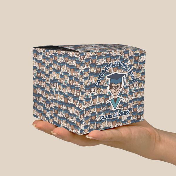 Graduating Students Cube Favor Gift Box - On Hand - Scale View