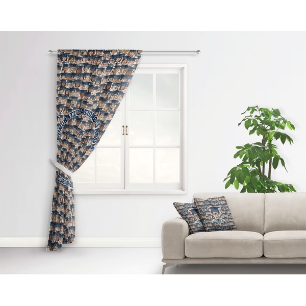 Graduating Students Curtain With Window and Rod - in Room Matching Pillow