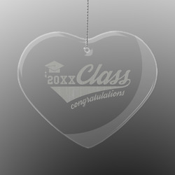 Graduating Students Engraved Glass Ornament - Heart (Personalized)