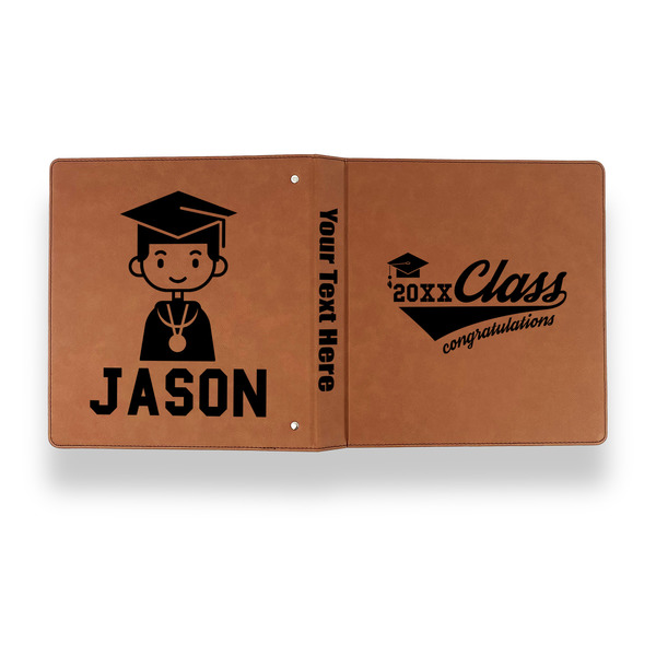 Graduating Students Leather Binder - 1" - Rawhide - Back Spine Front View