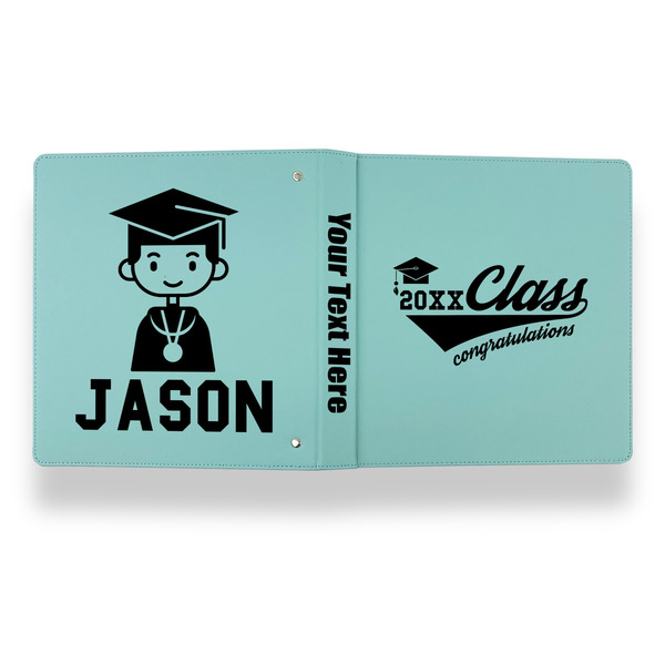 Graduating Students Leather Binder - 1" - Teal - Back Spine Front View
