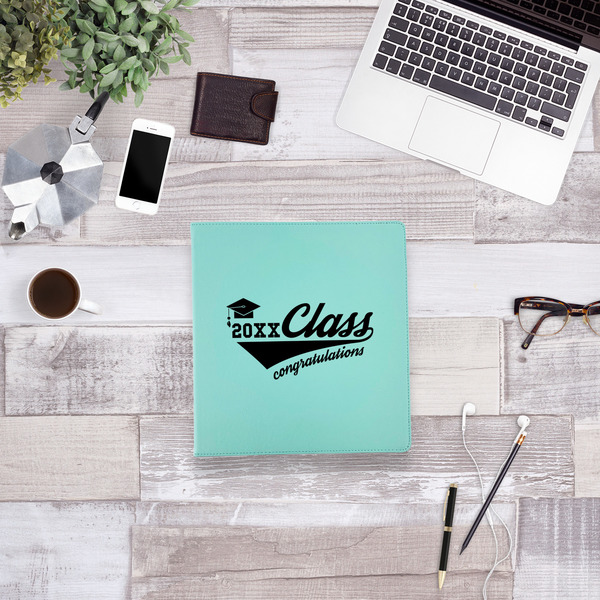 Graduating Students Leather Binder - 1" - Teal - Lifestyle View