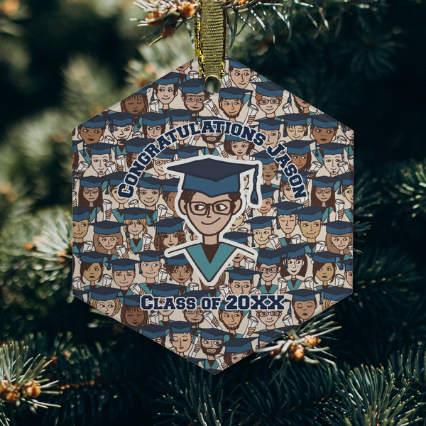 Graduating Students Frosted Glass Ornament - Hexagon (Lifestyle)