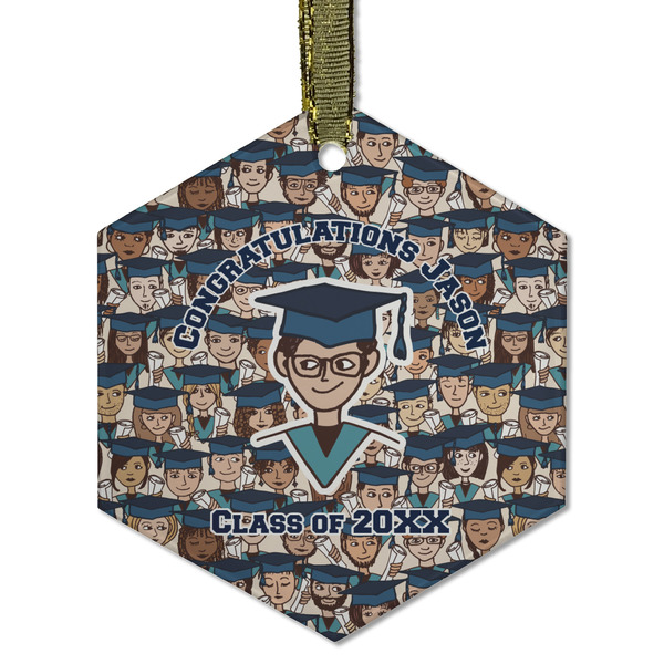 Custom Graduating Students Flat Glass Ornament - Hexagon w/ Name or Text