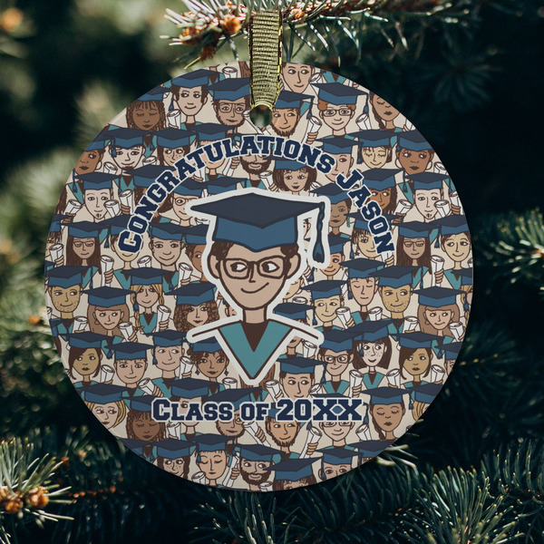 Graduating Students Frosted Glass Ornament - Round (Lifestyle)