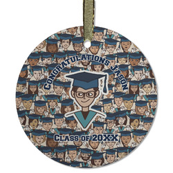 Graduating Students Flat Glass Ornament - Round w/ Name or Text