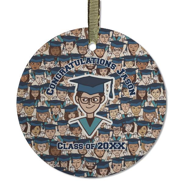 Custom Graduating Students Flat Glass Ornament - Round w/ Name or Text