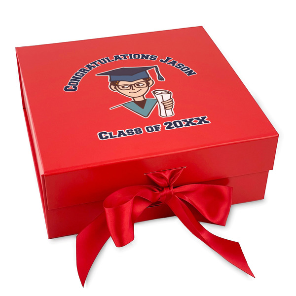 Custom Graduating Students Gift Box with Magnetic Lid - Red (Personalized)