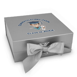 Graduating Students Gift Box with Magnetic Lid - Silver (Personalized)