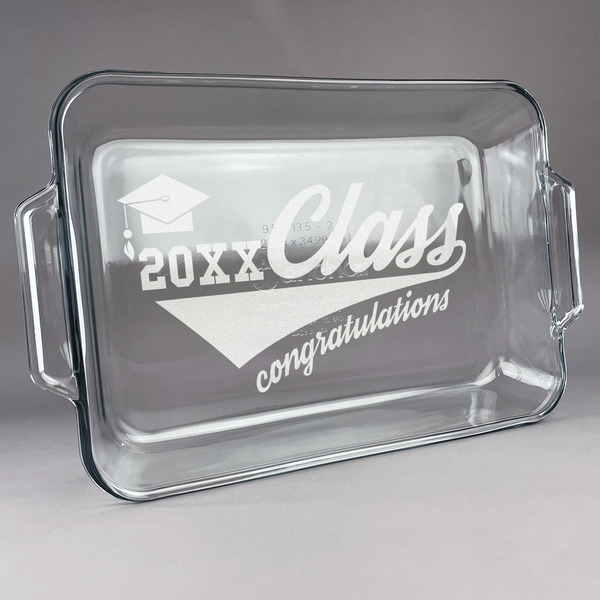 Custom Graduating Students Glass Baking Dish with Truefit Lid - 13in x 9in (Personalized)