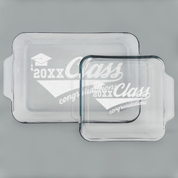 Graduating Students Set of Glass Baking & Cake Dish - 13in x 9in & 8in x 8in (Personalized)