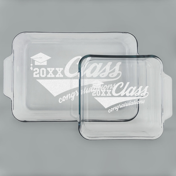 Custom Graduating Students Set of Glass Baking & Cake Dish - 13in x 9in & 8in x 8in (Personalized)