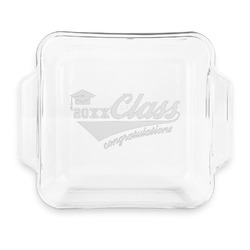 Graduating Students Glass Cake Dish with Truefit Lid - 8in x 8in (Personalized)