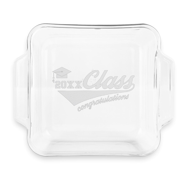 Custom Graduating Students Glass Cake Dish with Truefit Lid - 8in x 8in (Personalized)