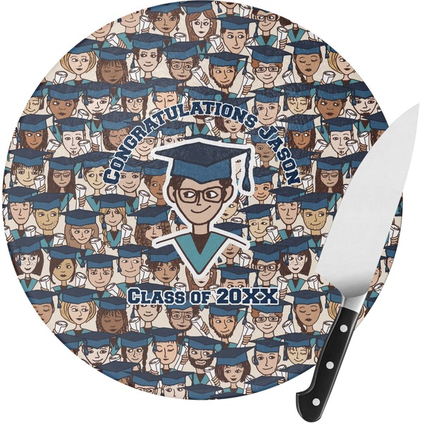 Custom Graduating Students Round Glass Cutting Board (Personalized)