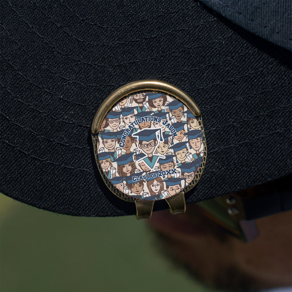 Graduating Students Golf Ball Marker Hat Clip - Gold - On Hat