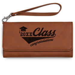 Graduating Students Ladies Leatherette Wallet - Laser Engraved - Rawhide (Personalized)