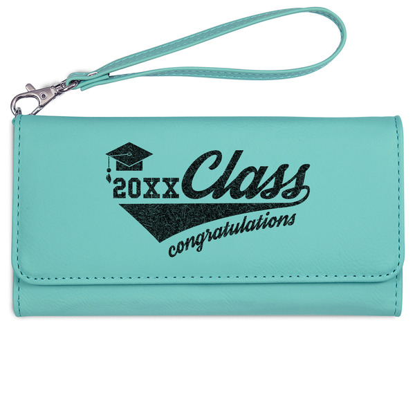 Custom Graduating Students Ladies Leatherette Wallet - Laser Engraved- Teal (Personalized)