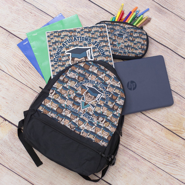 Graduating Students Large Backpack - Black - With Stuff