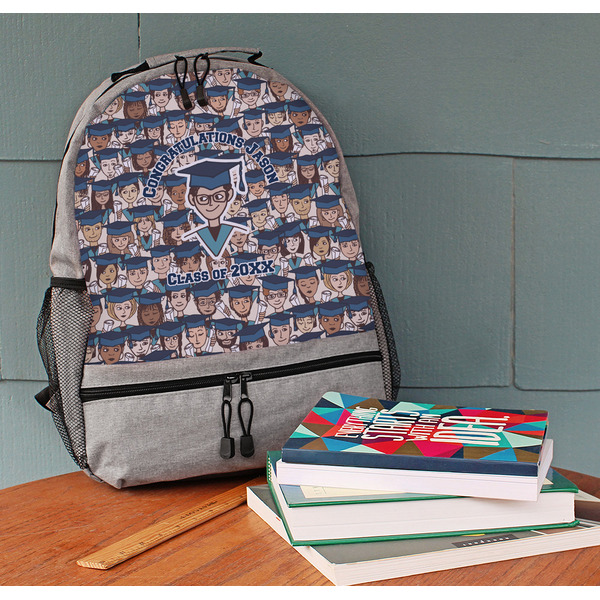 Graduating Students Large Backpack - Gray - On Desk