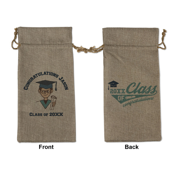 Custom Graduating Students Large Burlap Gift Bag - Front & Back (Personalized)