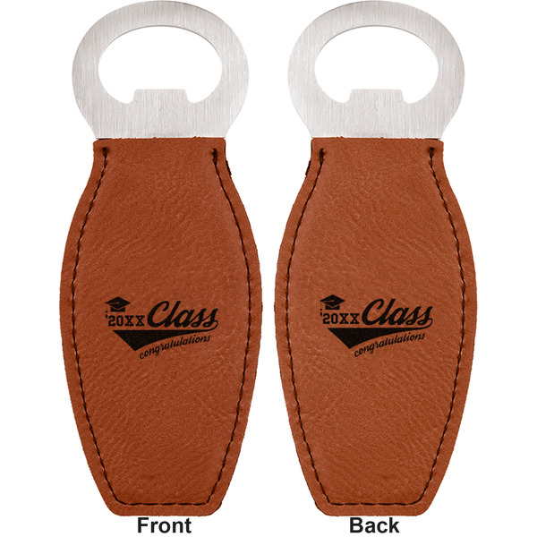 Graduating Students Leather Bar Bottle Opener - Front and Back