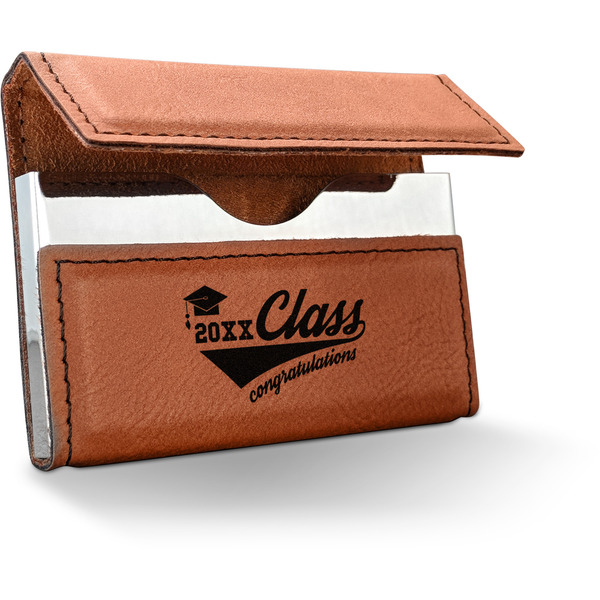 Custom Graduating Students Leatherette Business Card Holder - Double Sided (Personalized)