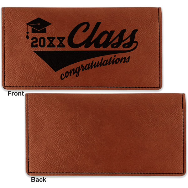 Graduating Students Leather Checkbook Holder Front and Back Single Sided - Apvl