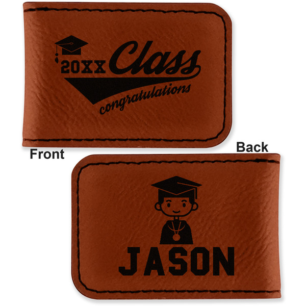 Graduating Students Leatherette Magnetic Money Clip - Front and Back
