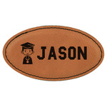 Graduating Students Leatherette Oval Name Badge with Magnet (Personalized)